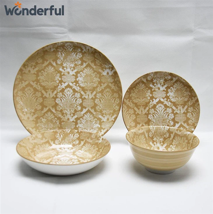 24pcs Classic Pad Printing Tableware Set
